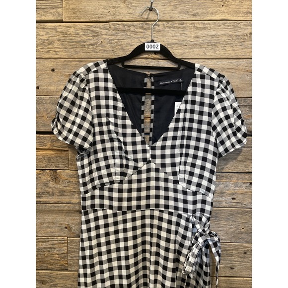 NWT Abercrombie & Fitch Dress Women's Size S Black/White Checkered Fit & Flare - Picture 4 of 12